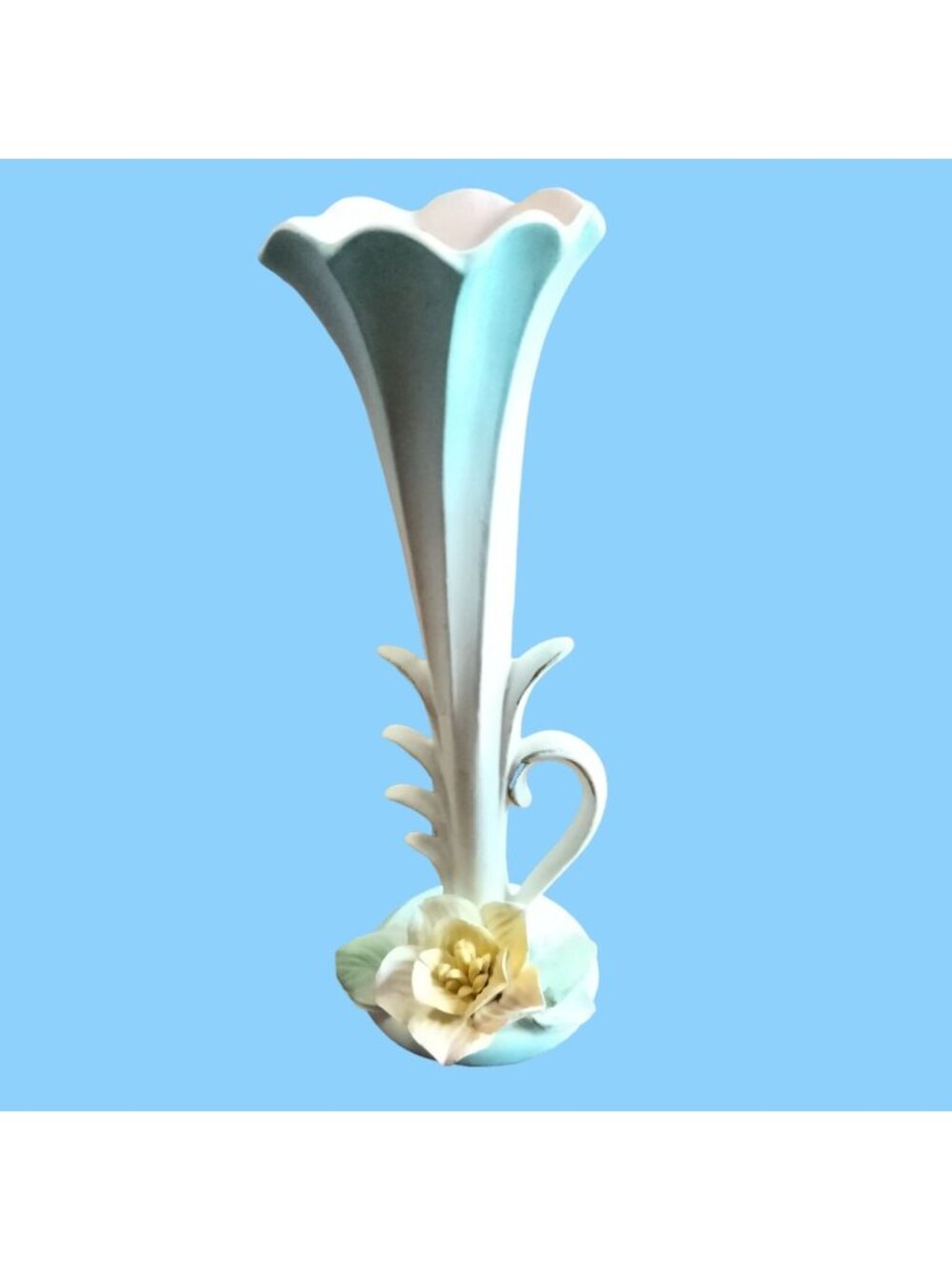 Norcrest Bud Vase E 449 Bud Vase Pottery Rose Porcelain Petals Leaves Vintage